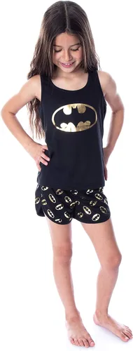Miniatura 5 de DC Comics - Conjunto de pijama de Batman con logotipo dorado y espalda cruzada para niña