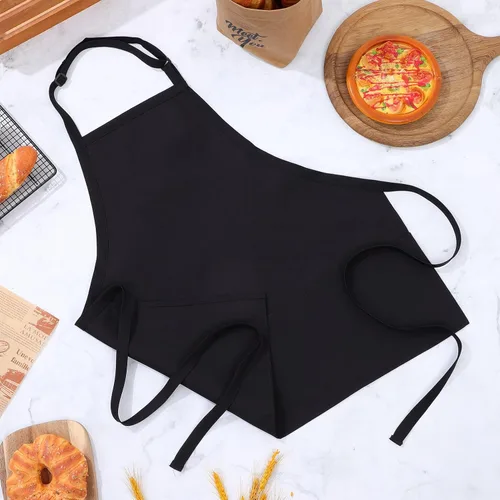 Miniatura 6 de COLLBATH Delantal de servidor impermeable con bolsillos para hombres y mujeres, delantal negro de cosmetología y chef para cocina y pintura