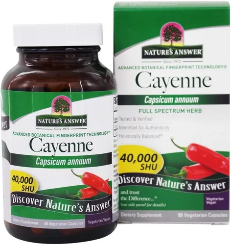 Nature's Answer Suplemento de cápsula de pimienta de cayena en polvo, 90 unidades | Potenciador natural del metabolismo | Promueve la salud
