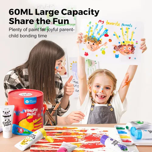 Miniatura 6 de Jar Melo Pinturas de dedos lavables para niños pequeños, 7 colores de gran capacidad (2.1 onzas líquidas), pintura de bebé no tóxica para manos