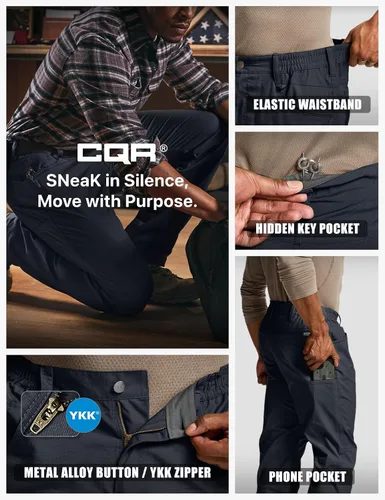 Miniatura 34 de CQR – Pantalones tácticos elásticos tipo cargo para hombre, resistentes al agua, de tela ripstop (antidesgarros), ligeros, ideales para uso diario