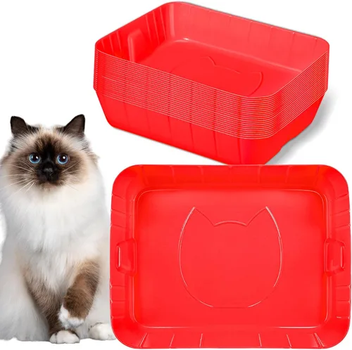Miniatura 9 de Bokon Caja de arena desechable de 25 unidades para gatos, bandeja de arena desechable grande para viajes al hogar, cajas de arena de plástico Blanco