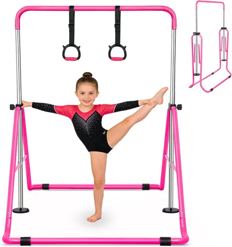 Miniatura 13 de Gymnastics Bar for Kids, Folding Gymnastic Horizontal Bars with Adjustable Height, Expandable Junior Training Bar for Home
