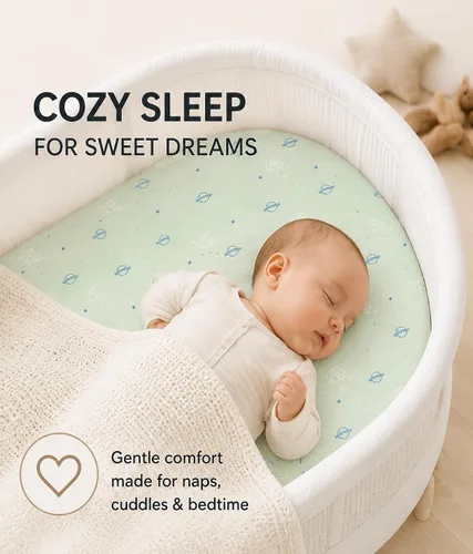 Miniatura 5 de Organic Cotton Bassinet Sheets, 3-Pack Fitted Bassinet Mattress Sheets for Baby Boys & Girls Compatible with Halo BassiNest, Graco, Baby Delight &