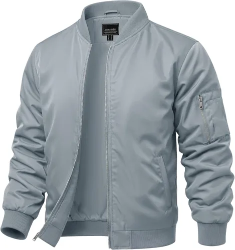 Miniatura 11 de CRYSULLY Chaquetas bomber ligeras para hombre, con cremallera completa, casual, rompevientos, de golf, a la moda, con bolsillo