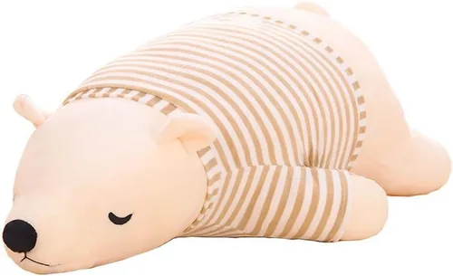 MMTTAO Oso Polar Relleno Juguete de Peluche de 14 Pulgadas Pequeño Oso Blanco Durmiente Peluches Suaves Lindas Muñecas de Colección Almohada Cojín