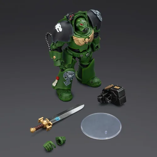 Miniatura 8 de JOYTOY Warhammer 40,000 1/18 Figura de acción Salamanders Terminator 1 con espada de poder y bolter de tormenta, modelo de colección de regalos