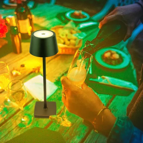 Miniatura 8 de Lámpara de escritorio inalámbrica led recargable, aluminio, regulable, adecuada para iluminación interior y exterior (negro)