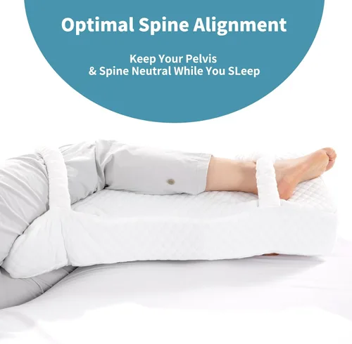 Miniatura 6 de HOMBYS Almohada de rodilla de espuma viscoelástica para dormir de lado, almohada de piernas para dormir con correas, elevación de cadera y piernas