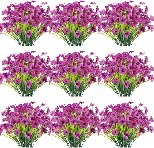 Miniatura 25 de JEMONG - 20 paquetes de flores artificiales para exteriores, resistentes a los rayos UV, flores falsas que no se decoloran, plantas de plástico
