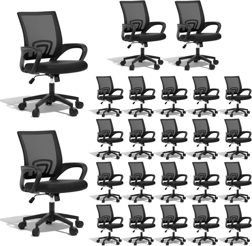 Miniatura 13 de Silla de oficina ergonómica, 330 libras, silla de escritorio de malla transpirable con soporte lumbar y reposabrazos, bloqueo giratorio de Negro