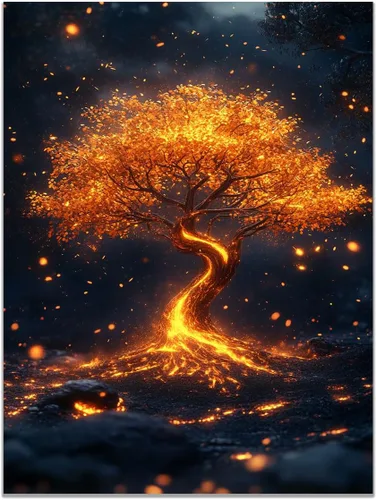 Miniatura 32 de VOCBAN Nature Tree of Life Abstract Pictures Canvas Painting Large Modern Canvas Wall Art Colorful Trees Living Room Wall Decor Plant Prints(black