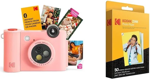 Miniatura 20 de Kodak Smile+ Paquete de regalo para cámara e impresora digital instantánea 2 en 1 + estuche + papel fotográfico Zink 2 x 3 con parte trasera Rojo