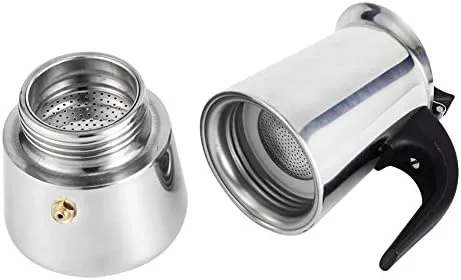 Miniatura 4 de Cafetera italiana de acero inoxidable, máquina de café espreeso para estufa, máquina de espreeso y olla para estufa de gas o cerámica eléctrica