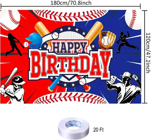Miniatura 4 de Decoración de Fiesta de Cumpleaños de Béisbol Telón de Fondo de Feliz Cumpleaños de Béisbol Póster de Pancarta de Fondo de Fotos de Béisbol