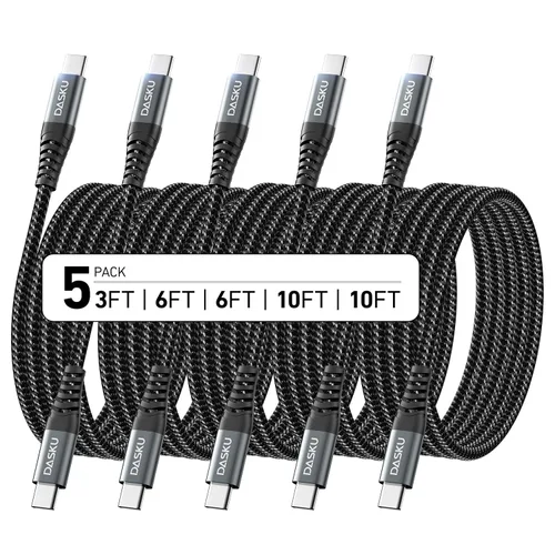 Miniatura 29 de Cable USB C a USB C extra largo de 100 W [paquete de 15 pies/2 unidades] Cable de carga rápida compatible con iPhone 17/17 Pro Max, iPhone 16 Negro