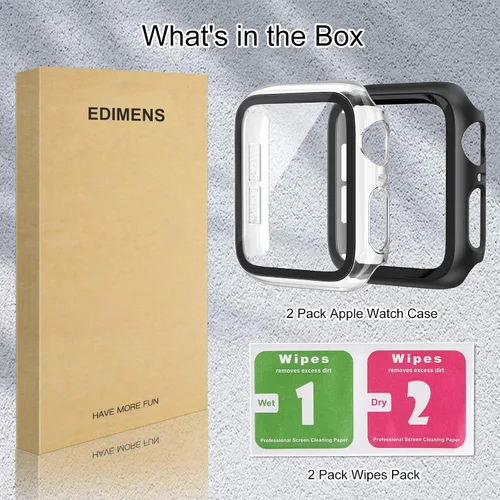 Miniatura 9 de EDIMENS Paquete de 2 fundas rígidas de policarbonato compatibles con Apple Watch Series 6, SE, 5/4 de 1.575 pulgadas, para mujeres y hombres, funda