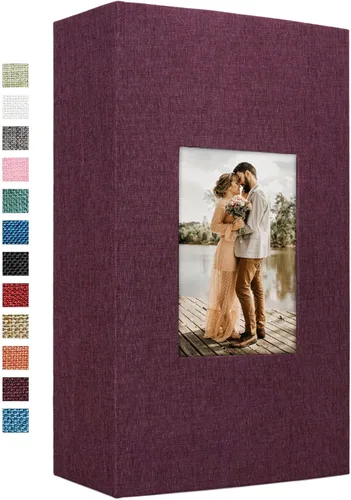 Miniatura 9 de Vienrose - Álbum de fotos de lino con 300 bolsillos de 4 x 6 pulgadas, cubierta de tela, para bodas, familias, aniversarios y bebés Azul cielo