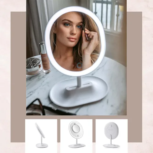 Miniatura 4 de Browgame Espejo de maquillaje iluminado original, espejo con sensor táctil LED; viene con 5 mini accesorios de imán de espejo, tu nuevo accesorio