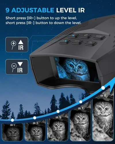 Miniatura 9 de Gafas de visión nocturna, prismáticos de visión nocturna para adultos, prismáticos infrarrojos recargables de 5000 mAh con pantalla grande de 3