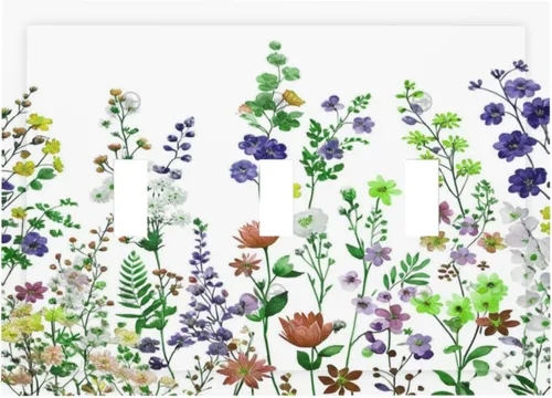 Miniatura 46 de Cubierta de Interruptor de Luz de 1 Gang con Flores Silvestres Bohemias, Hierbas, Floral, Decorativa, Planta Botánica, Naturaleza, Acuarela, Placa