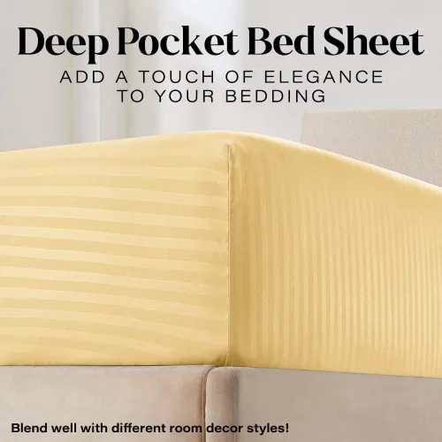 Miniatura 3 de Juego de sábanas Twin – Sábanas de 3 piezas con bolsillo profundo a rayas para cama Twin – Ropa de cama tamaño Twin ultrasuave y sin arrugas – Juego