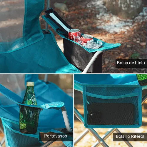 Miniatura 4 de Silla plegable de camping al aire libre, portátil, liviana, sillas plegables para campamento para adultos al aire libre con portavasos, bolsa Azul