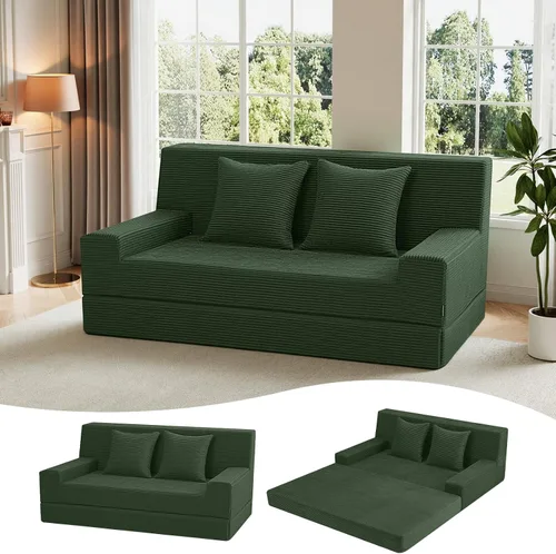 Miniatura 20 de MeMoreCool Sofá cama plegable sin huesos, sofá biplaza convertible de 59 pulgadas, sofá cama plegable de pana 2 en 1 para sala de estar pequeña
