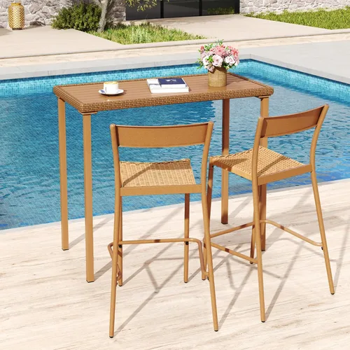 Miniatura 4 de Tangkula Mesa de bar para patio, marco de metal rectangular resistente, mesa de altura de mostrador de 48 pulgadas, para patio trasero, piscina