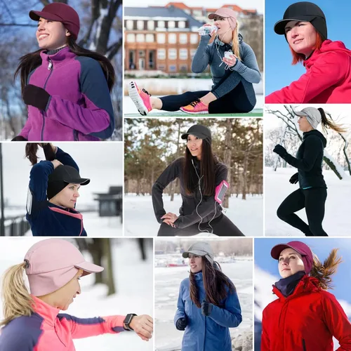 Miniatura 6 de GADIEMKENSD Sombrero de cola de caballo reflectante de invierno para mujer con calentador de orejas desplegable