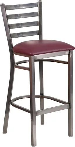 Miniatura 10 de Flash Furniture HERCULES Series - Taburete de bar de metal con revestimiento transparente para restaurante, asiento de madera de cerezo Asiento
