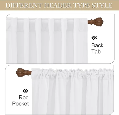Miniatura 3 de RYB HOME - Cortinas de terciopelo blanco, suaves y modernas, con pestaña trasera y bolsillo para cortinero, para dormitorio, sala, comedor, 52
