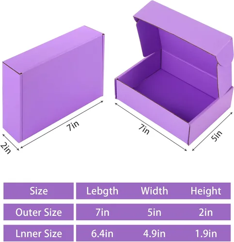 Miniatura 2 de Paquete de 25 cajas de envío pequeñas moradas de cartón corrugado de 7x5x2 pulgadas, caja corrugada para embalaje de pequeñas empresas, empaque