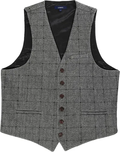 Miniatura 83 de Gioberti Chaleco de tweed formal de 6 botones para hombres