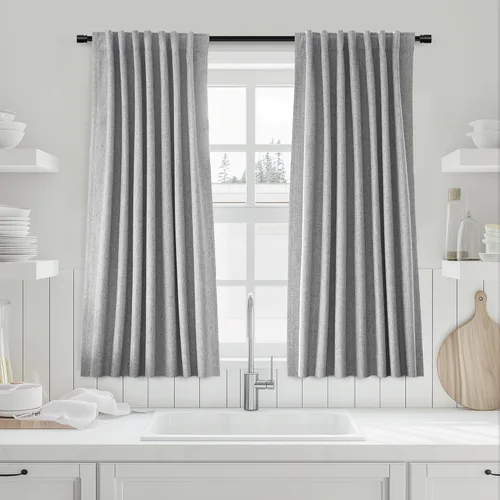 Miniatura 56 de UHITECH - Cortinas opacas beige para sala de estar, cortinas cortas de 35 pulgadas para habitación, cortinas negras para ventanas pequeñas, paneles