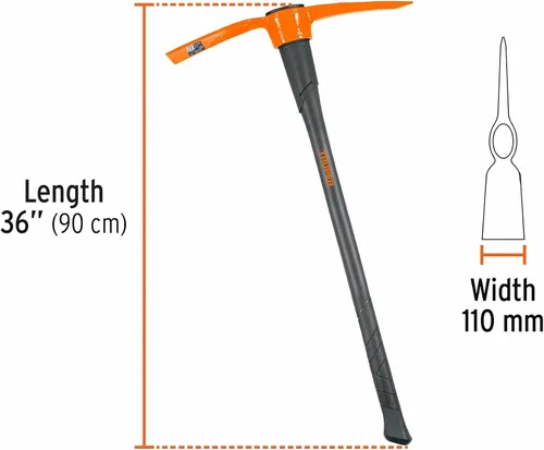 Miniatura 2 de Truper Pick Mattock de 5 libras, mango de fibra de vidrio resistente de 36 pulgadas con agarre que absorbe los golpes, herramienta de excavación
