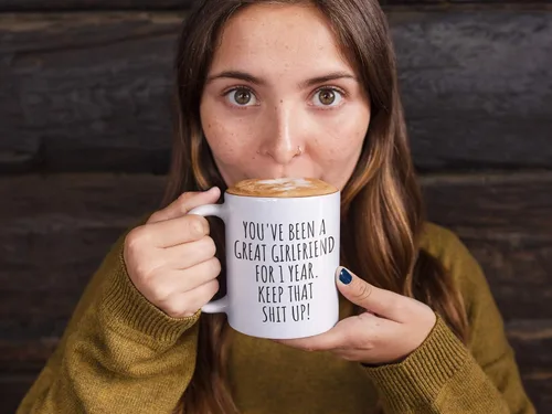 Miniatura 5 de 1 Año Aniversario Novia Taza Regalo Divertido Para Novia Primera Relación De Citas Pareja Juntos Café Taza De Té