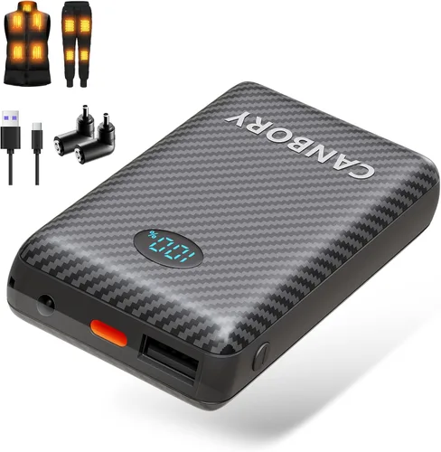 Miniatura 10 de Paquete de 2 baterías de 5 V 2A/3 A para chaleco calentado, batería externa de 12000 mAh para ropa calentada con pantalla LED con puerto de 7.4 V CC