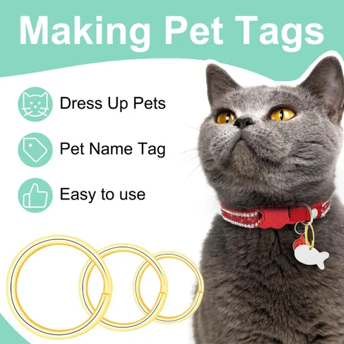 Miniatura 4 de 300 llaveros pequeños dorados de 1/2 pulgada, anillos divididos de doble bucle, mini llavero de metal para llavero, etiqueta de collar de mascotas