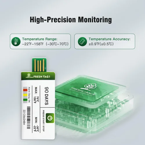 Miniatura 3 de Freshliance - Registrador de datos de temperatura desechable USB con 30000 puntos, informes PDF CSV automáticos de alta precisión, 7 días de uso