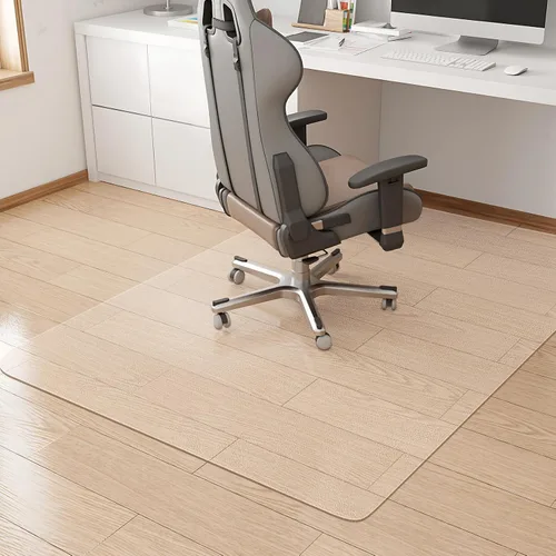 Miniatura 12 de KMAT Tapete para silla de oficina, fácil de deslizar, de madera dura, para silla rodante, protector de suelo resistente, antideslizante, rectangular