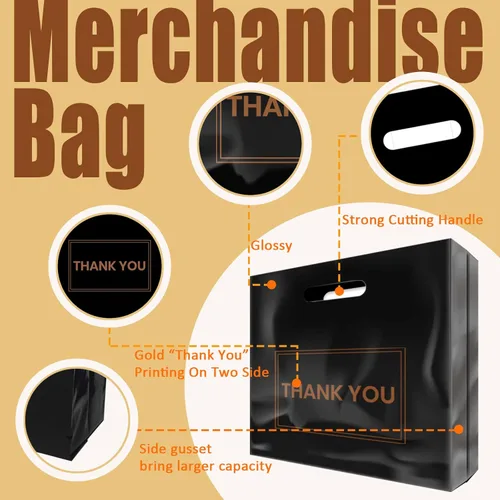 Miniatura 4 de 100 bolsas de plástico reutilizables para mercancía de 16 x 18 pulgadas, para tiendas, boutiques, fiestas, regalos, ropa y más, bolsas de plástico