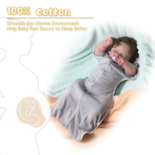Miniatura 3 de Swaddle Newborn Age 3-6 Months, 2-Pack Newborn Swaddle Sack with 2 Way Zipper, 100% Cotton Arms Up for Newborns, Arms Out, 0.5 Tog Baby Sleep Sack