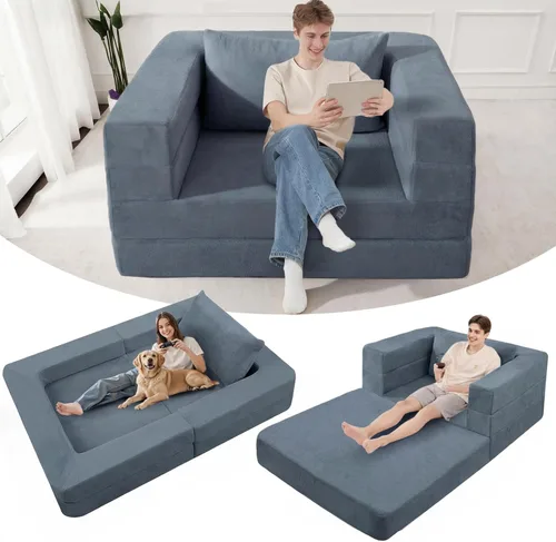 Miniatura 12 de Cama humana gigante para perro, cama 3 en 1 para perro de tamaño humano con funda de piel sintética lavable, cama grande plegable humana para Blanco