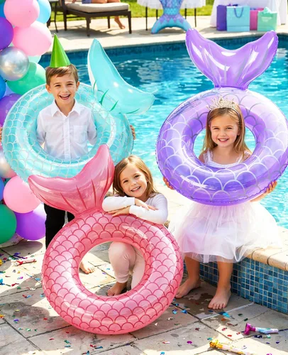 Miniatura 4 de HeySplash Pool Floats Kids, Inflatable Swimming Ring Swim Tube Floaties, Summer Water Fun Beach Party Swimming Pool Toys for Kids Children Water