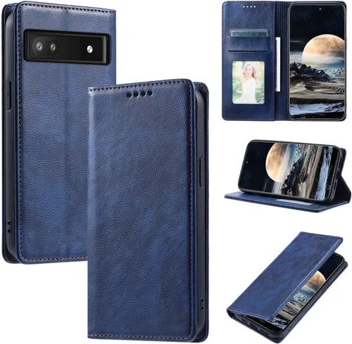Miniatura 78 de Funda de cuero compatible con Google Pixel 7, compatible con Google Pixel 7 5G GVU6C GQML3 Flip Folio PU Funda de cuero negro