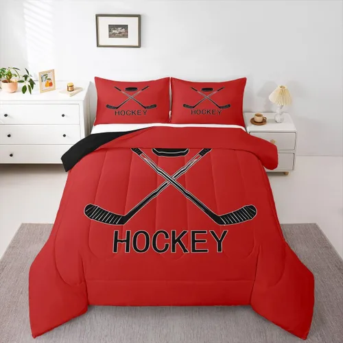 Miniatura 9 de Erosebridal Edredón de plumón de hockey sobre hielo, juego de edredón de jugador de hockey para adolescentes, niños y hombres, juego de ropa de cama