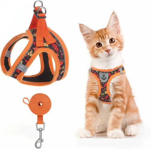 Miniatura 13 de SCENEREAL Juego de arnés y correa para gatos, a prueba de escape, arnés ajustable de malla de aire suave para gatitos para niñas y niños, gatos Negro