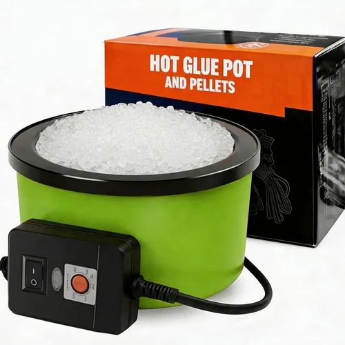 Olla eléctrica de pegamento para manualidades con pellets de 1 libra, temperatura ajustable de 225-400 °F, olla caliente de 5.4 fl oz, diámetro de