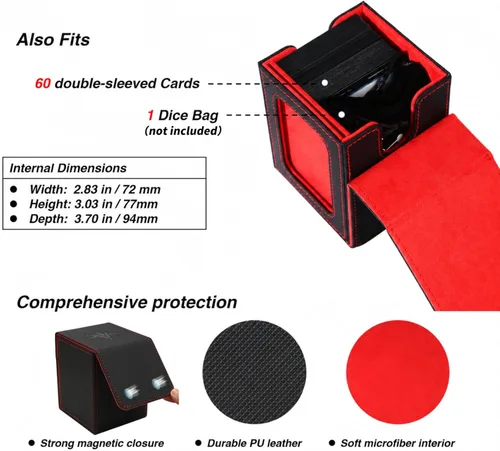 Miniatura 4 de Venssu MTG Caja de Mazos para Exhibición Commander, Caja de Mazos de Cartas que Cabe 100 Cartas con Doble Funda, Caja de Almacenamiento de Cartas